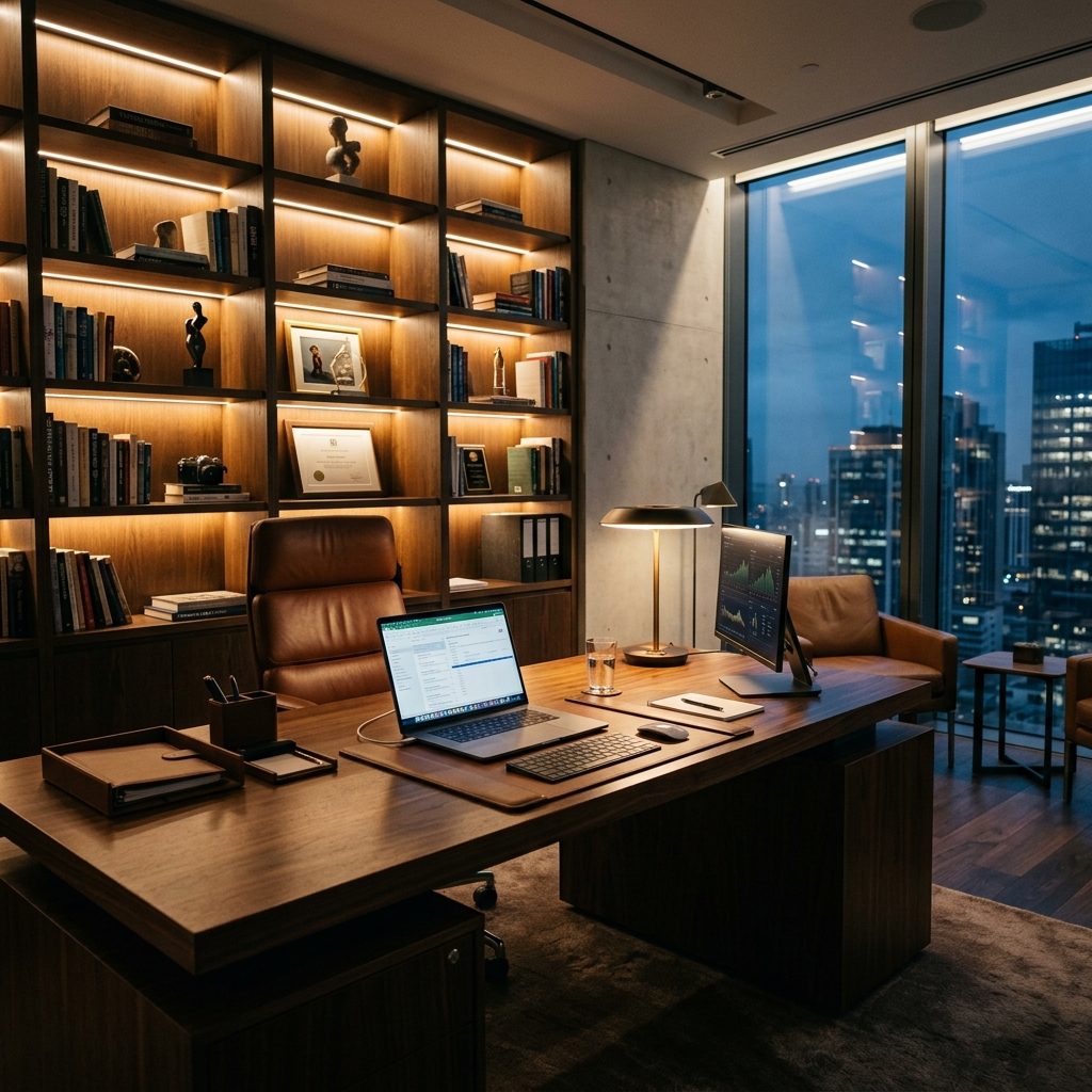 Luxury modern desk setup